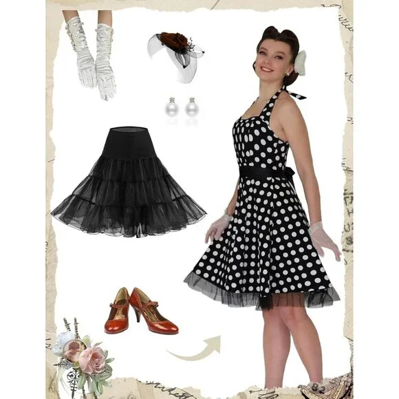 50s Petticoat Skirts Women Vintage Tutu Underkirt Retro Crinoline
